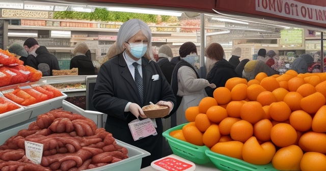 一張展示具有鮮豔色彩的食品安全股票市場的對比圖片