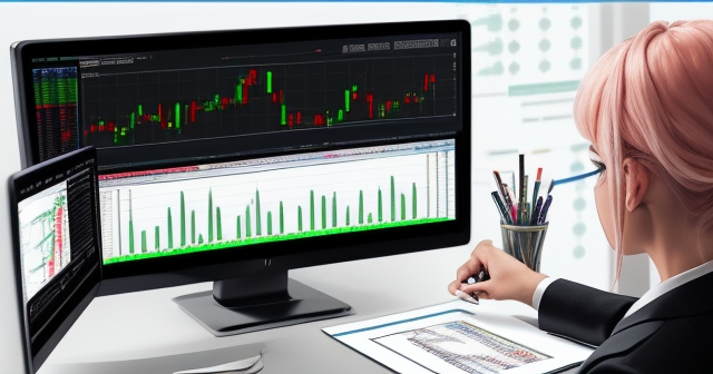 交易員正在使用工具分析圖表