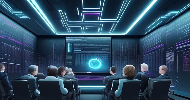 投資者正在會議中分析量子計算股票