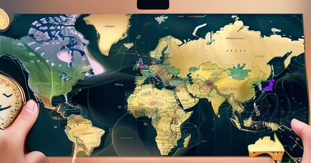 世界地圖上顯示貨幣流動