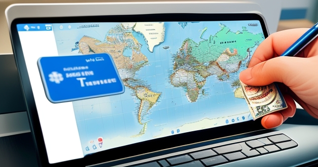 世界地圖上標示著各種貨幣符號