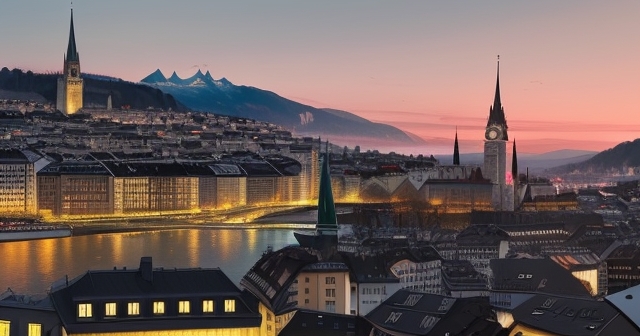 城市景觀中包含經濟符號的蘇黎世風景