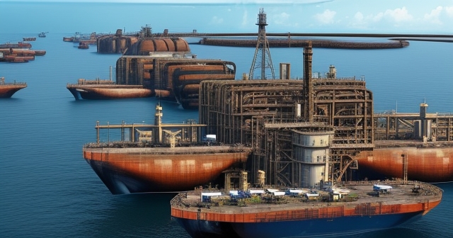 自然景觀中的石油鑽井平台