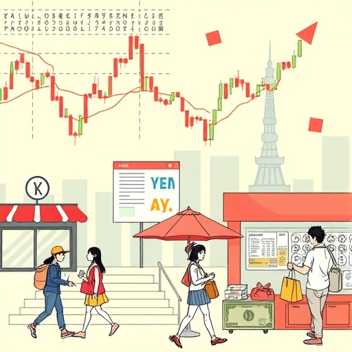 日本購物者享受日本的日圓符號