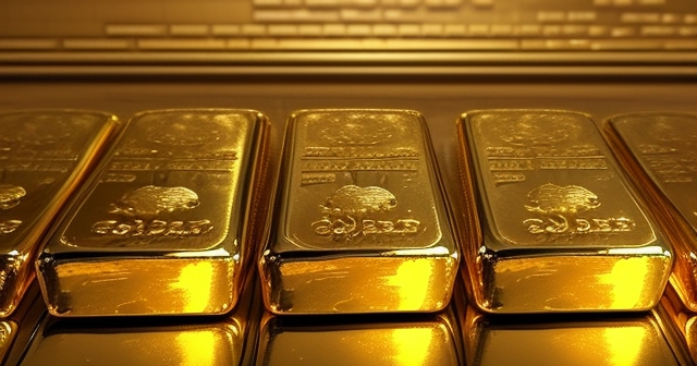 一堆金條反射著光芒