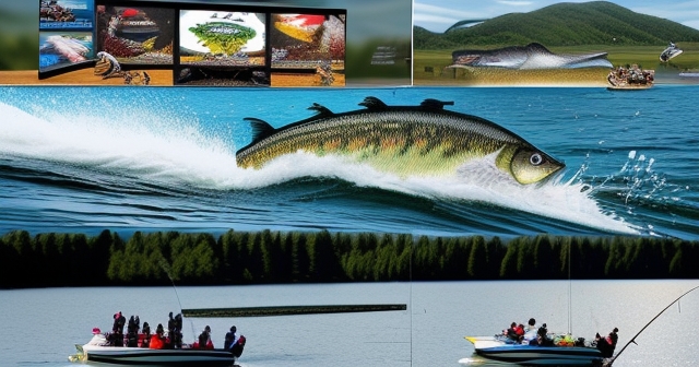 專業釣魚選手在湖面比賽