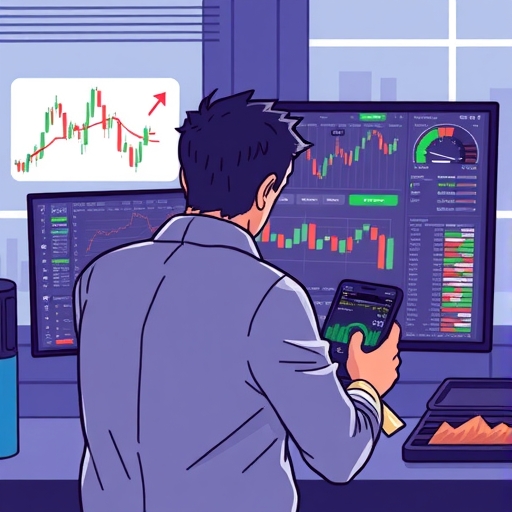 一位交易者正在電腦上分析圖表