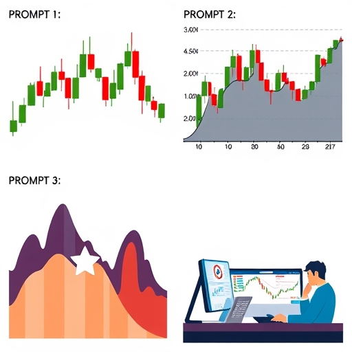 市場情緒的抽象視覺化，突顯十字星與漲跌趨勢