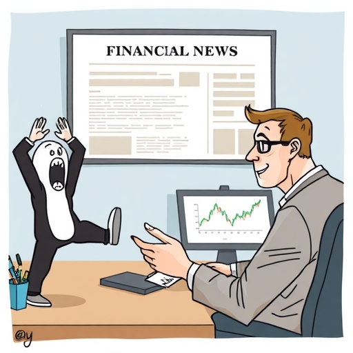 螢幕上顯示著金融新聞的標題