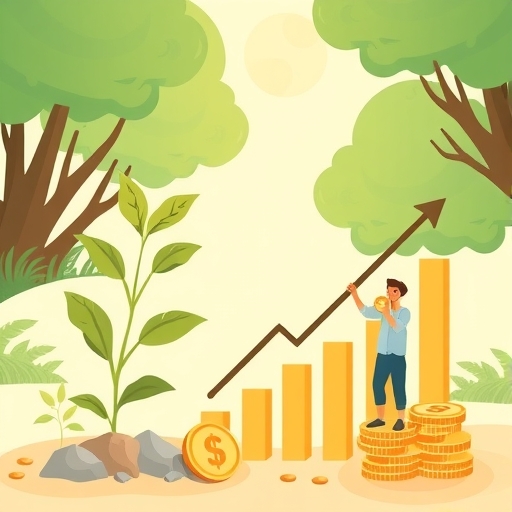 一個人在戶外計算投資成長