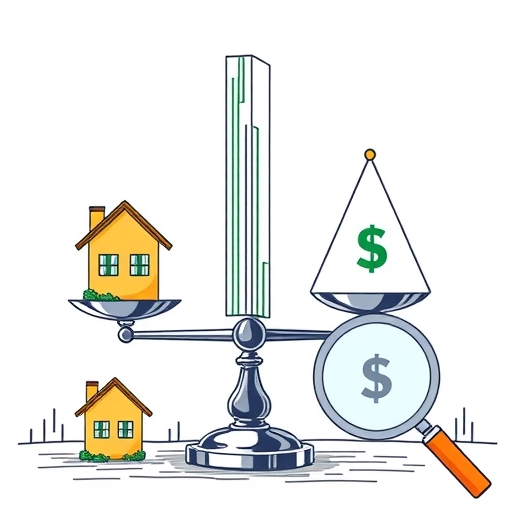 一個天平平衡風險與回報,兩側有美元符號。