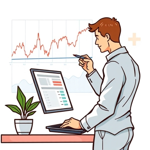 一位新手投資者正在分析交易圖表