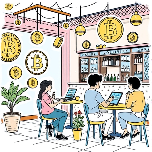 人們在咖啡廳使用數位錢包進行交易