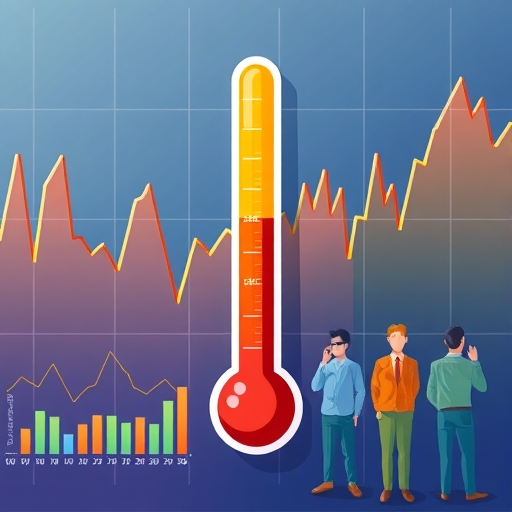 一個顯示市場表現水平的溫度計