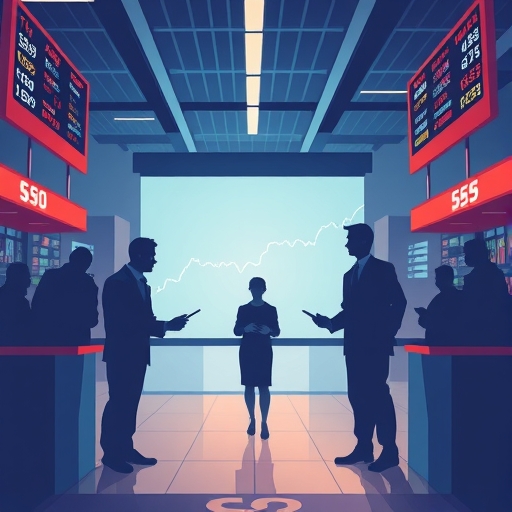 一幅視覺化的股票價格波動示意圖，展示供需影響