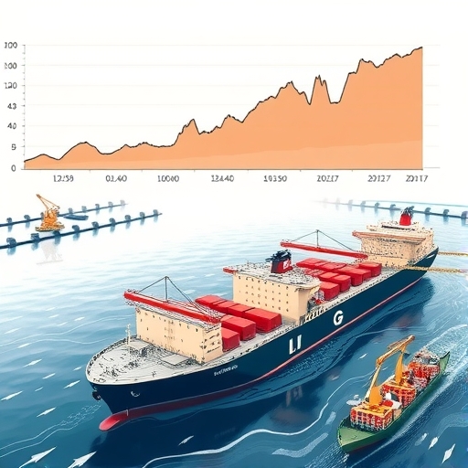 一幅展示全球需求對歐洲天然氣供應影響的插圖