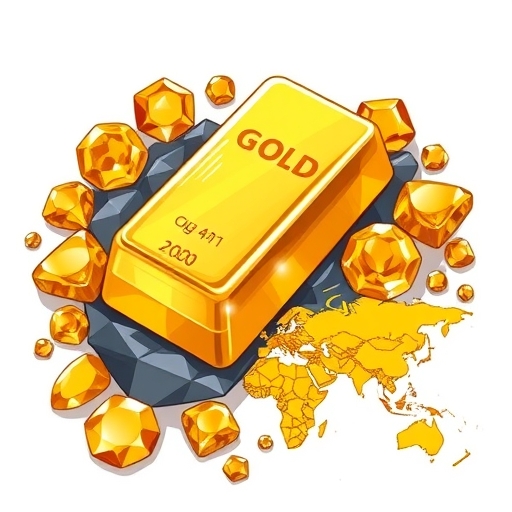 全球地圖突顯黃金生產國