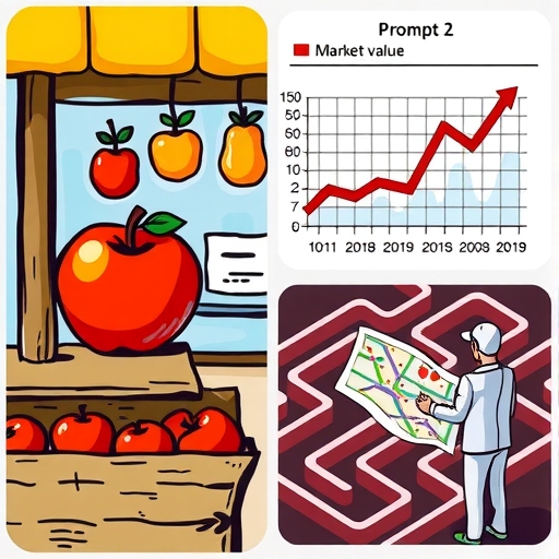 一位人士在複雜的市場迷宮中，手持地圖導航。