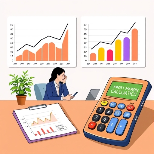計算毛利率的插畫計算機