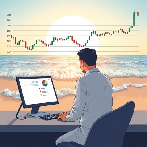 一位交易者正在分析平均K線圖，強調市場趨勢