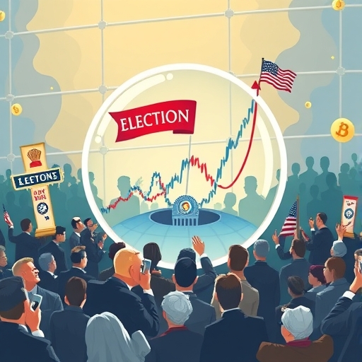 選舉符號的股市圖表插圖