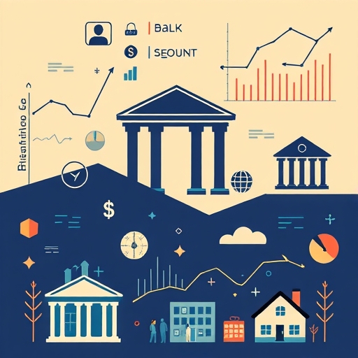 公允價值概念示意圖，包含金融圖表和房地產市場符號