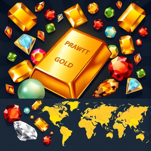 一個有華麗寶石環繞的金磚