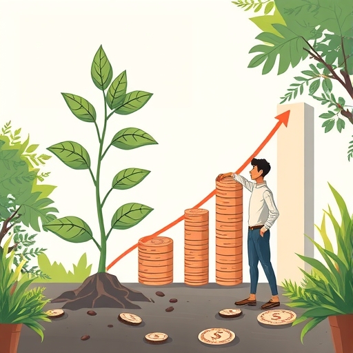 一棵植物上長出許多鈔票