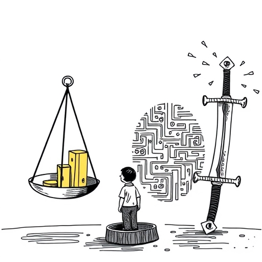 一個天平在平衡獲利與損失