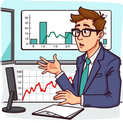 一位財經新聞記者正在解釋股票指數概念