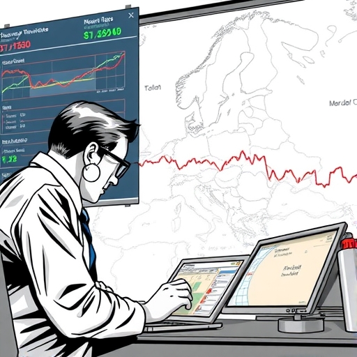 一位男子正在分析天然氣圖表