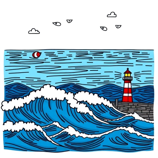 波濤洶湧的海面象徵著股市的波動