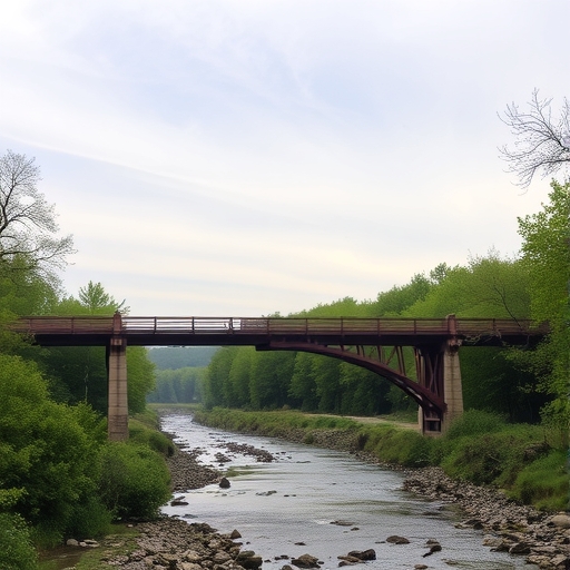 一座堅固的橋樑橫跨河流