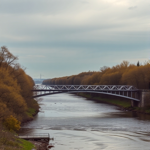 一座堅固的橋樑橫跨河流