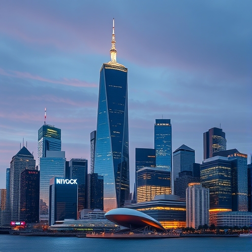 充滿活力的金融都市景觀插畫