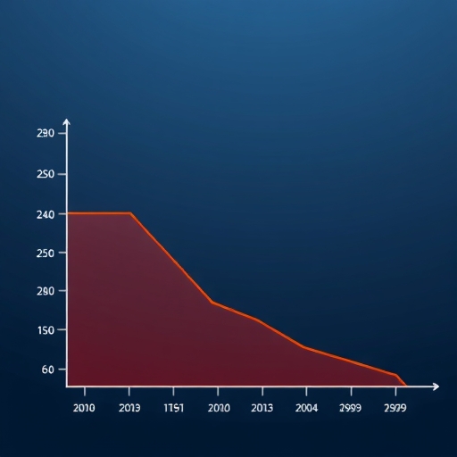 一張以簡約風格繪製的下降曲線圖。