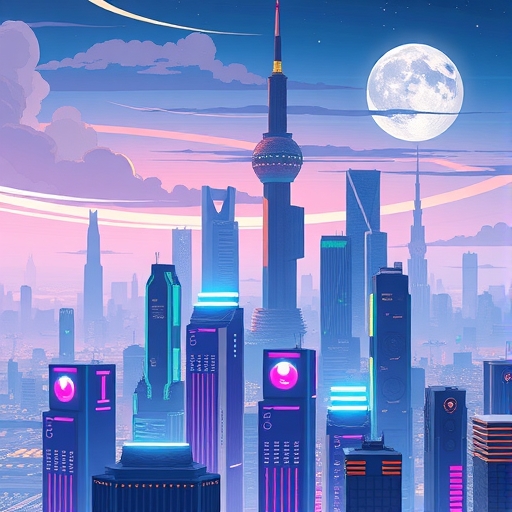 具科技感的城市建築插畫