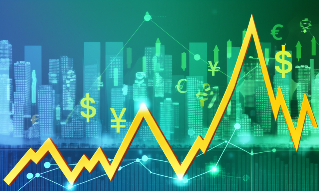顯示市場上漲趨勢的金融圖表