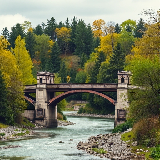 一座堅固的橋樑橫跨河流