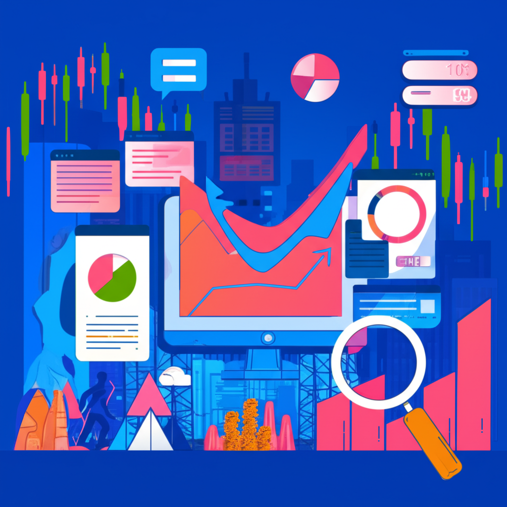 一幅插圖，描繪一人在複雜金融環境中，面對指數化投資、主動投資、遺產稅與追蹤誤差等挑戰，並強調個人化投資哲學。