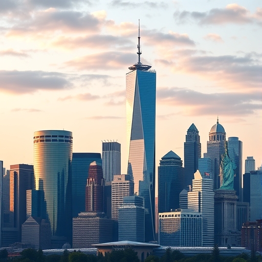 現代金融區的天際線插圖