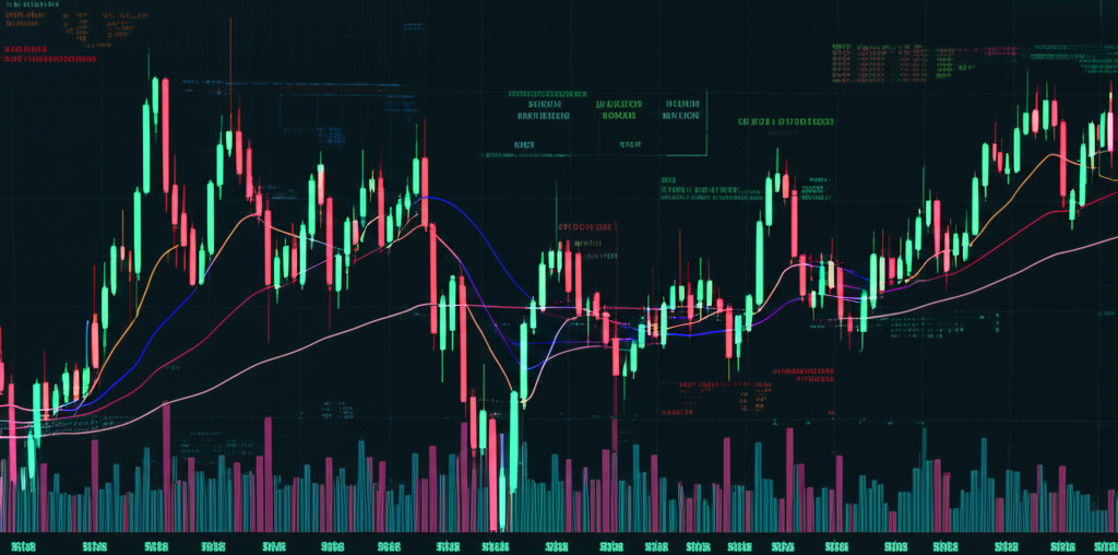 一位投資者正在查看加密貨幣交易圖表,臉上帶著擔憂的表情,圖表顯示高槓桿與清算風險。