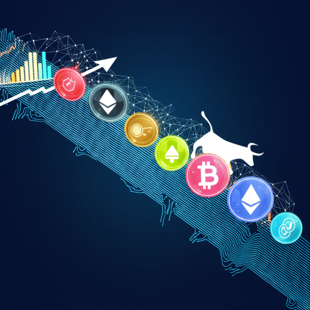 顯示傳統股票與加密貨幣市場聯動的圖表。