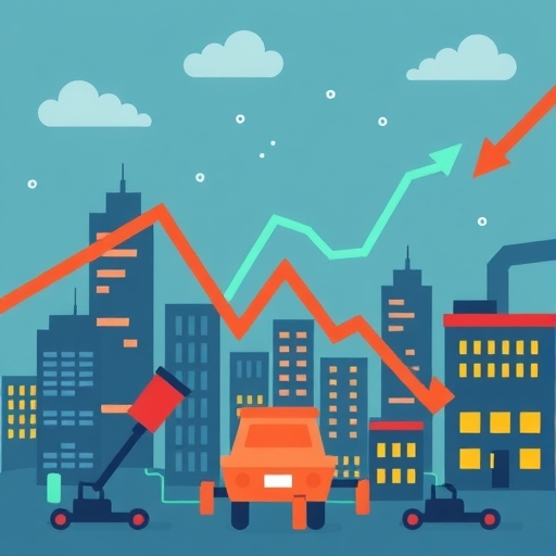 描繪股市下跌趨勢的圖像