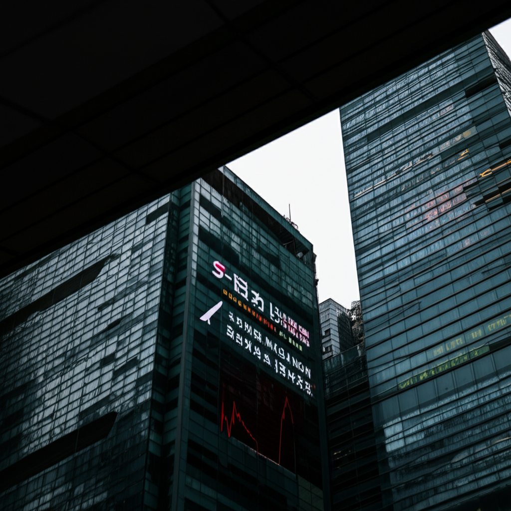 一個市場波動的抽象表現，有著震盪的線條和一個指南針疊加，象徵波動率是市場方向的關鍵指標。