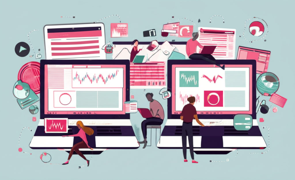 一位交易者在家中使用筆記型電腦進行股票交易,身旁有咖啡與貓,顯示現代交易的便利與彈性。