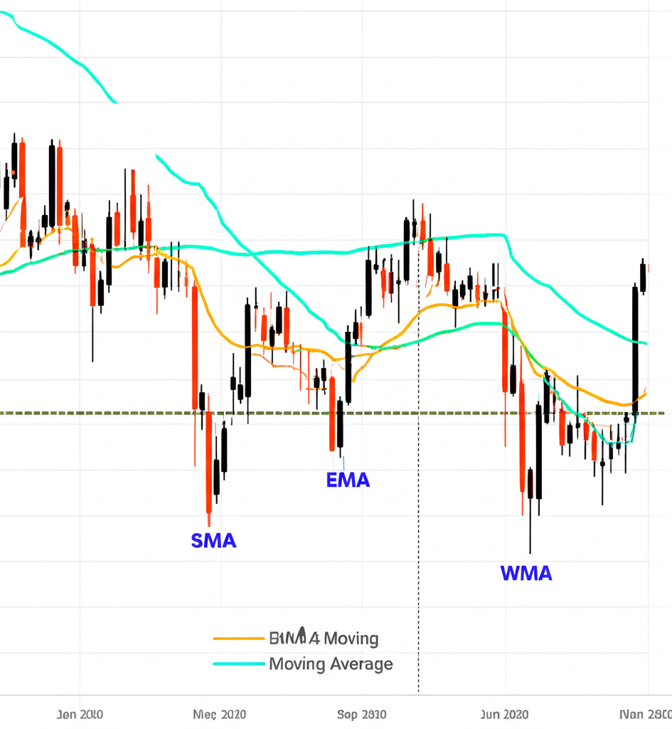 SMA、EMA 與 WMA 比較示意圖