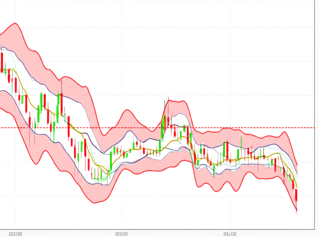 股票圖表上三條線代表布林通道的動態價格範圍圍繞移動平均線顯示市場活躍度和潛在轉折點