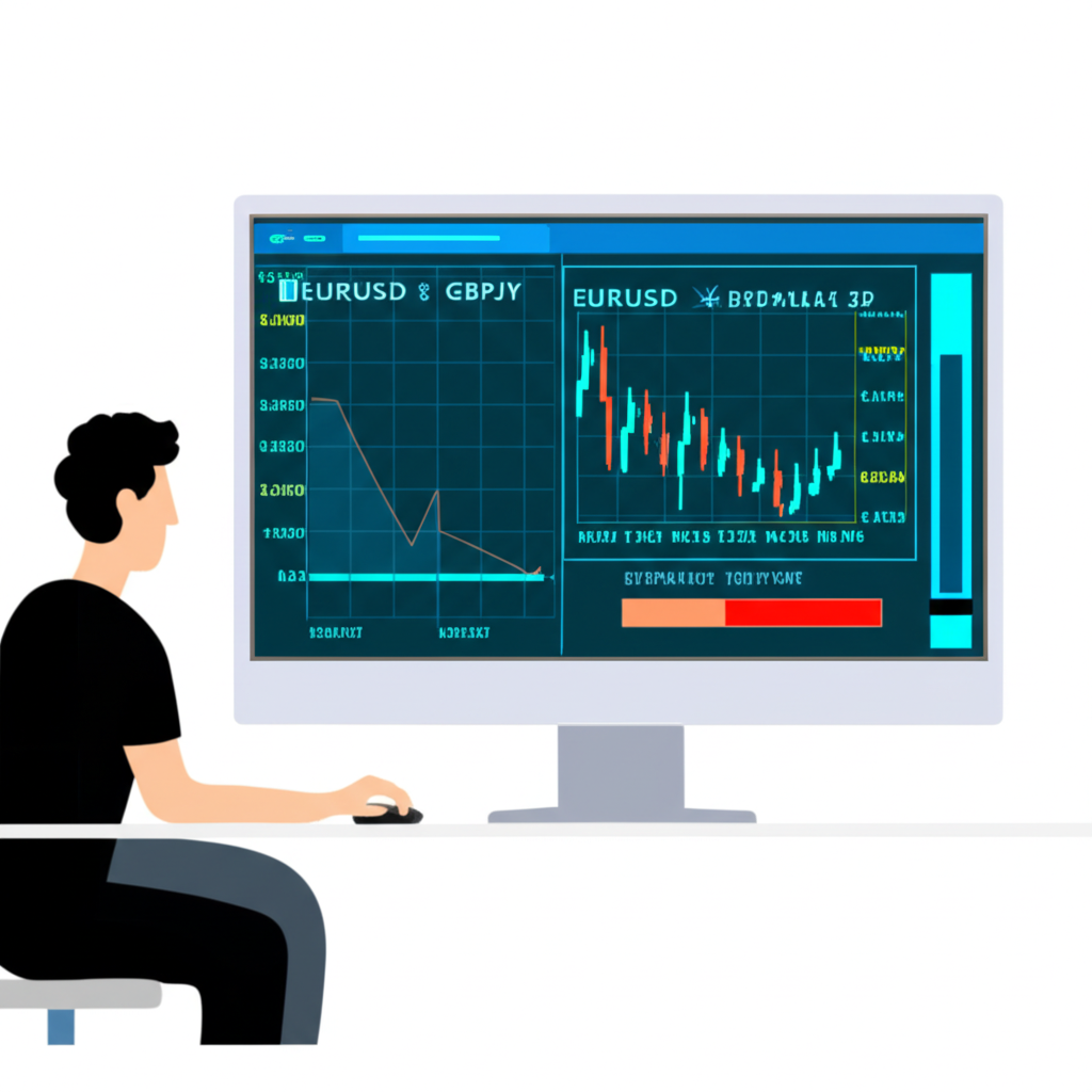 交易者使用外匯交易平台查看圖表與貨幣對如EURUSD和GBPJPY