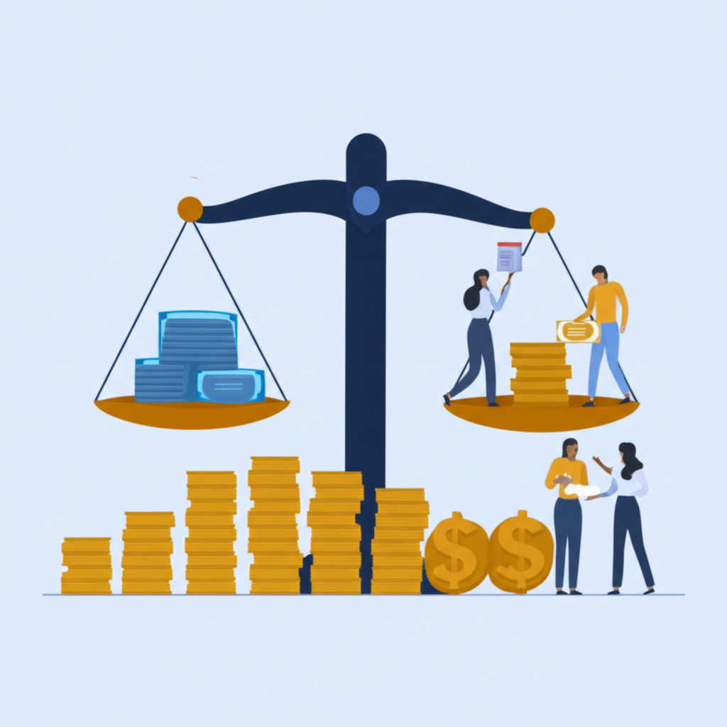 投資者根據市值決策的插圖,平衡公司價值與未來前景而非僅股價